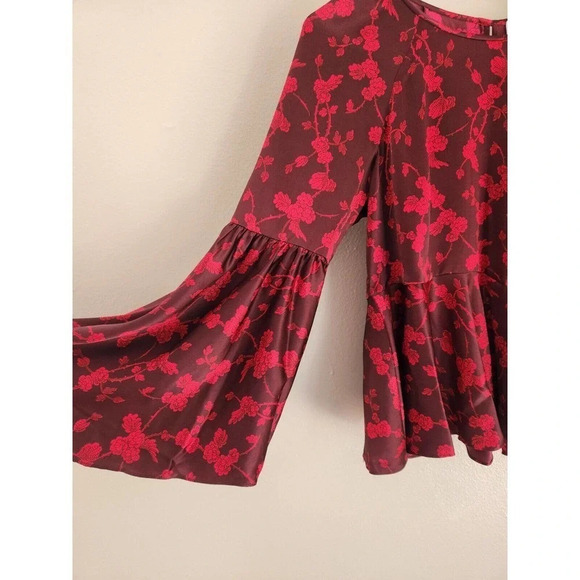 NWT Cinq a Sept Cypress Vine Print Avalon Top Size XS Rhubarb Camilla Red - Picture 4 of 12